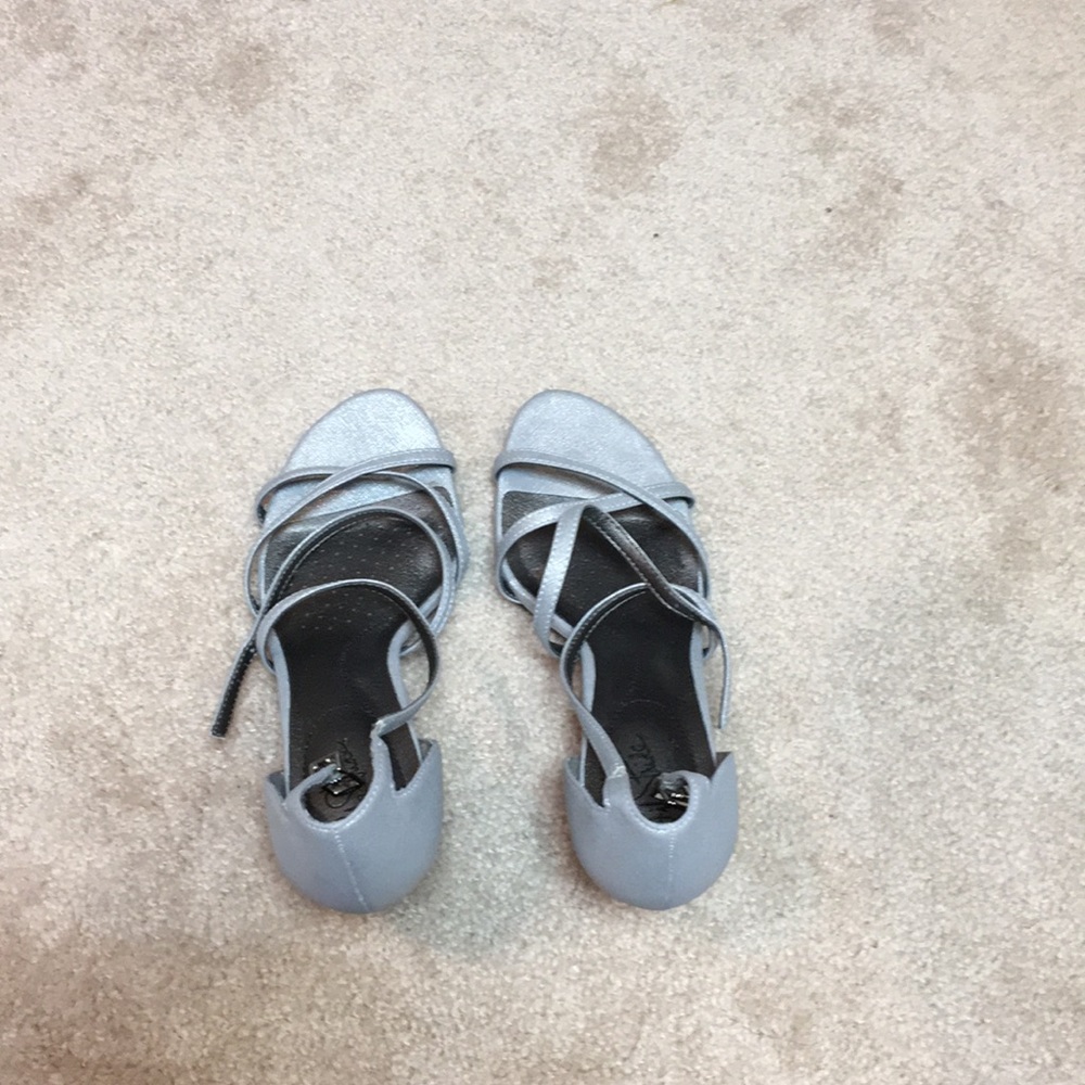 Silver heeled strapped sandals